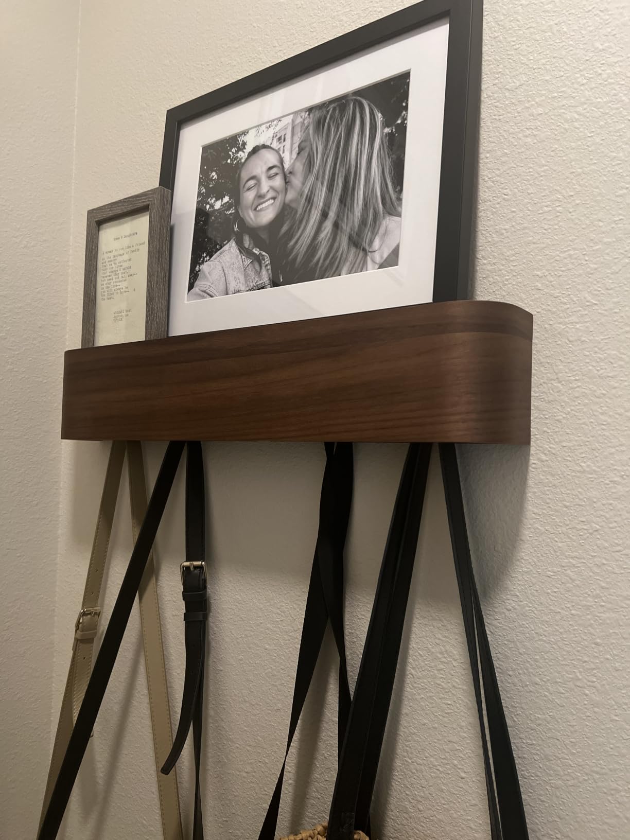 Kazai. Wall-Mounted Coat Rack 'Toke' - Modern Design Coat Rack with Hidden Wall Hooks - Solid Wood Veneer Panel Coat Hanger - Oak customer photo 2