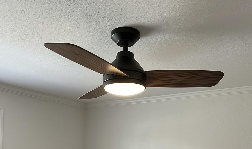 Amico Ceiling Fans with Lights, 42 inch Low Profile Ceiling fan with Light and Remote Control, Flush Mount, Reversible, 3CCT, Dimmable, Noiseless, Black Ceiling Fan for Bedroom, Indoor/Outdoor Use customer photo 1