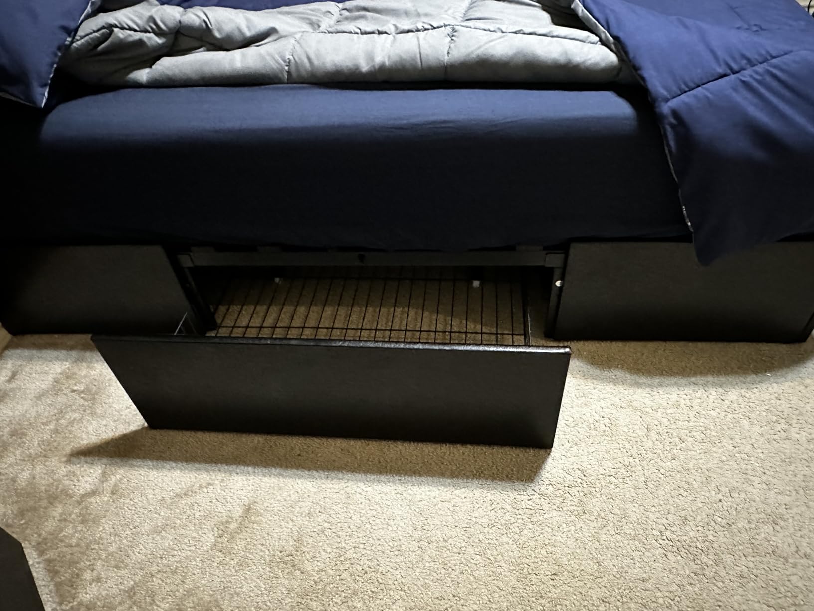 Allewie Full Size Platform Bed Frame with 3 Storage Drawers, Faux Leather Upholstered, Wooden Slats Support, No Box Spring Needed, Easy Assembly, Black customer photo 1