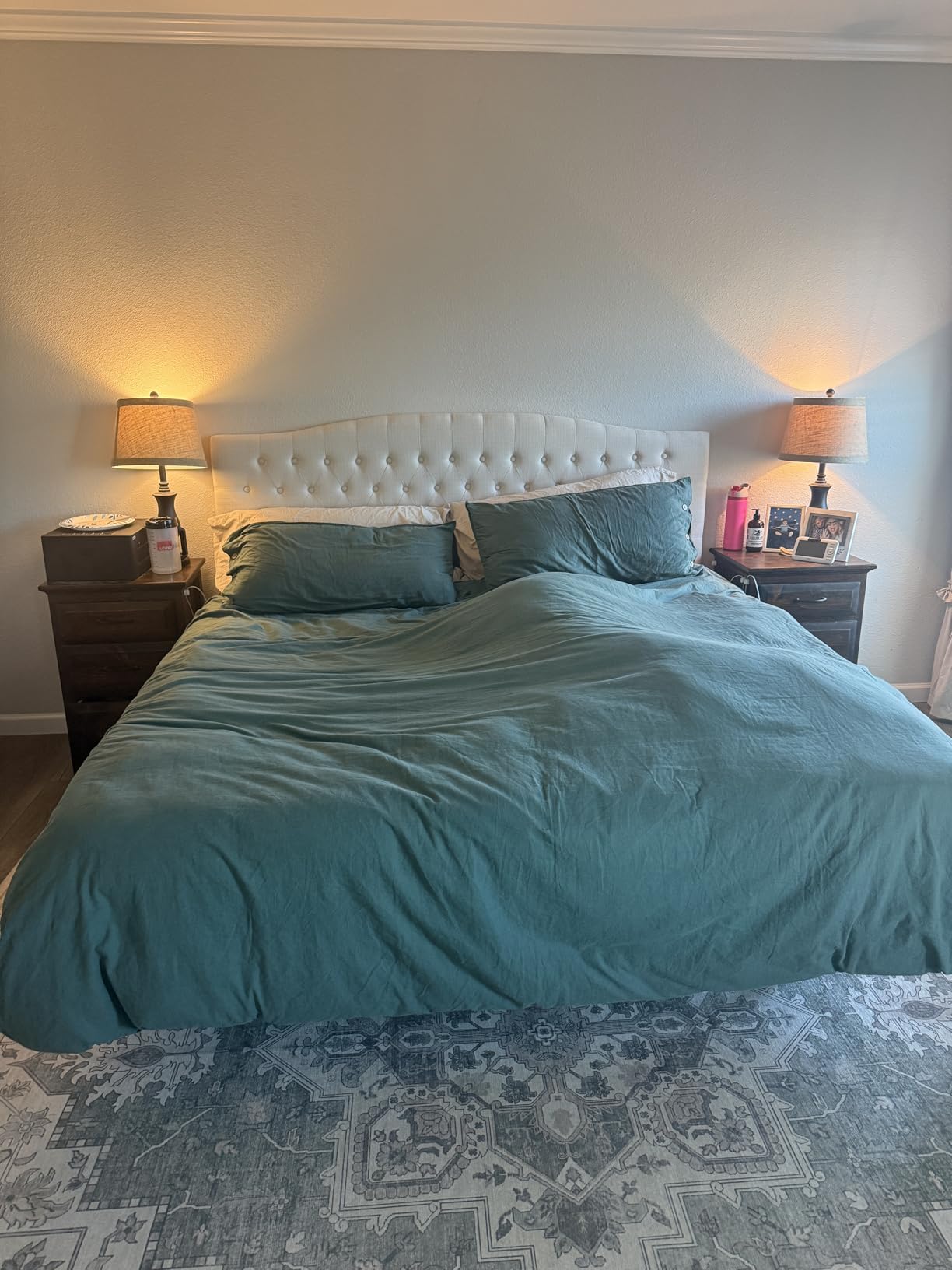 Befurtori King Headboard Only, Linen Classic Tufted Design, Ivory | 2 installation options: 1.bed frame mount 2.wall mount (for adjustable bed), Classic hand-tufted headboard king size customer photo 1