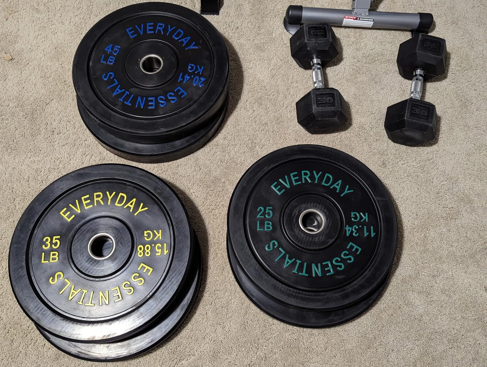 BalanceFrom Olympic Rubber Bumper Weight Plate Set with Steel Hub Inserts - 2-Inch Hole Plates for Strength Training, Powerlifting, and Weightlifting at Home, Garage, or Commercial Gym customer photo 1