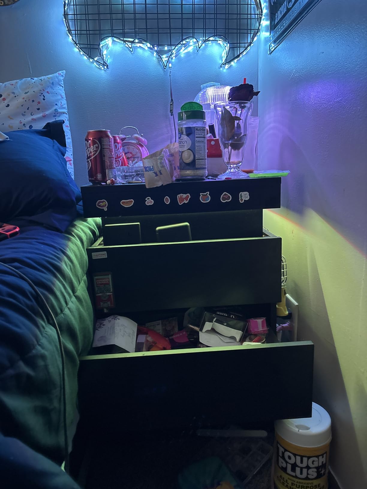 Modern LED Black Nightstands Set of 2 | Nightstand with Charging Station and Sliding Top, Bedside Table with Drawers, Side Table for Bedroom customer photo 2