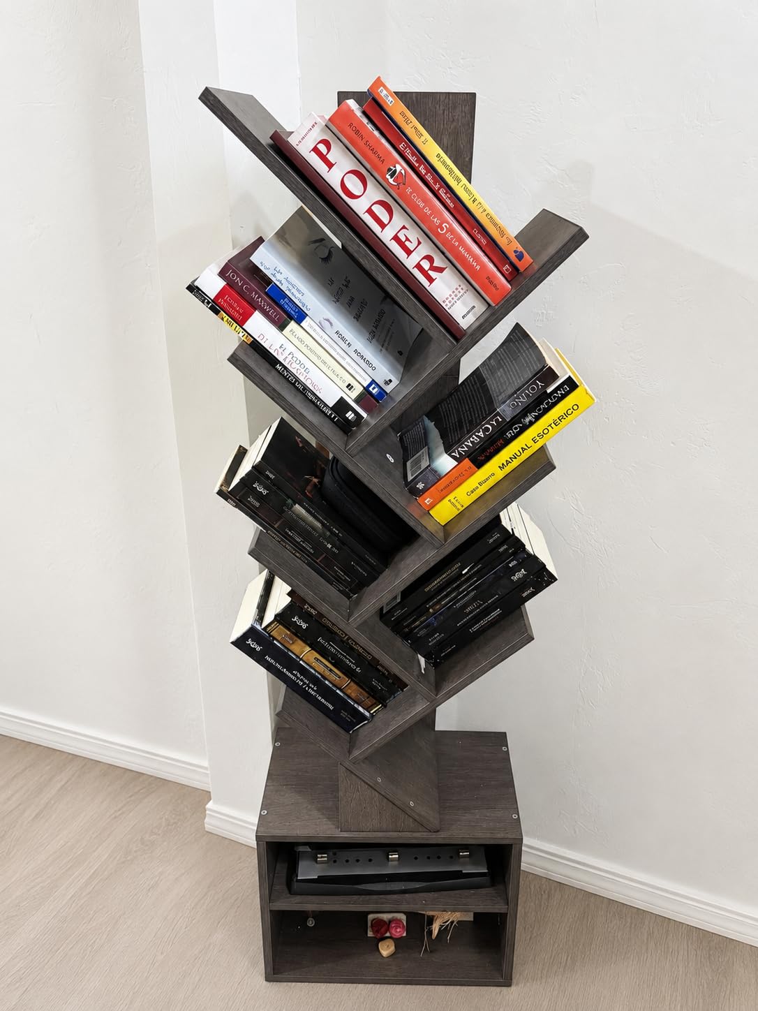 SUNMORY 6 Tier Tree Bookshelf, Small Bookcase with Storage Cabinet, Modern Tall Narrow Bookshelves Organizer, Floor Standing Book Shelf for Bedroom/Living Room/Home Office/Corner, Rustic Brown customer photo 1