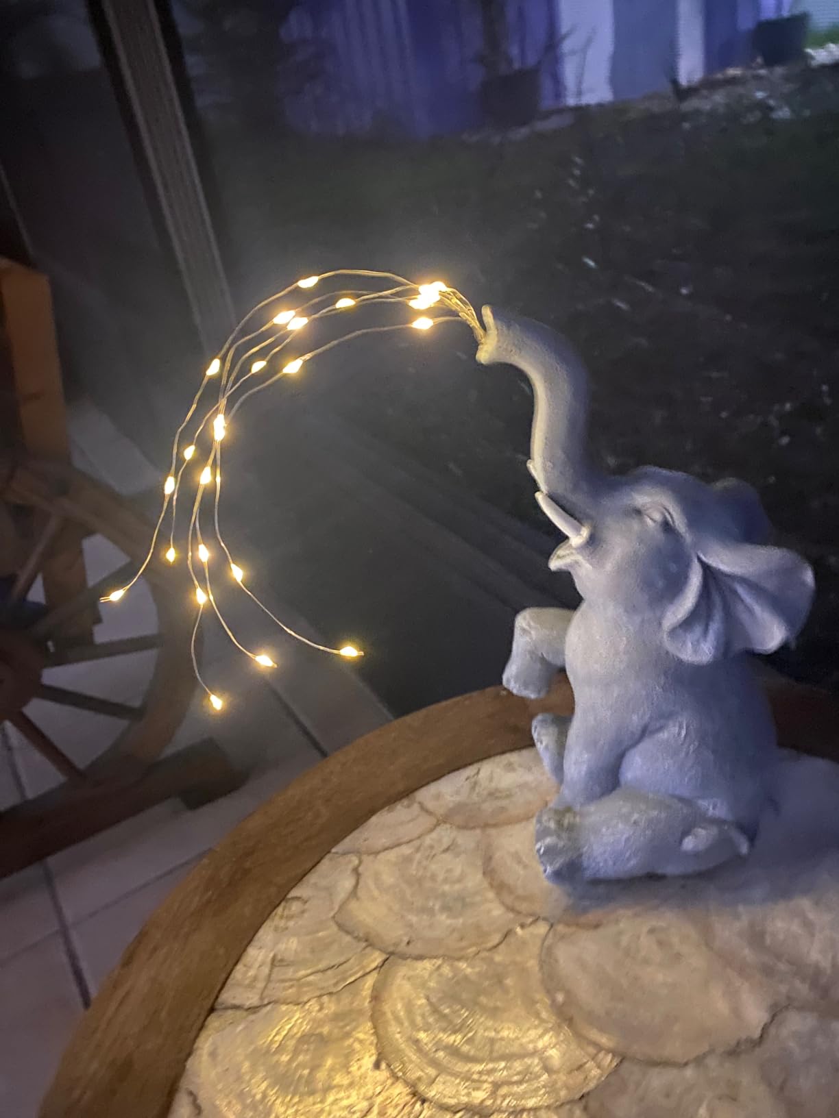 GIGALUMI Solar Garden Decor Watering Elephant Statues Outdoor, Birthday Gifts for Women Mom Grandma Senior Elder, Elephant Ornament for Balcony, Garden, Patio, Yard, Lawn (Constant Lights Only) customer photo 2