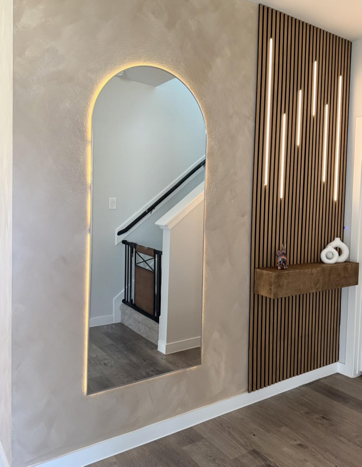 Koonmi 71x30 Arched Full Length Mirror, Floor Mirror with Stand | Shatterproof Tempered Glass, Modern Aluminum Alloy Frame, Free Standing Hanging or Leaning for Home Decor (Gold) customer photo 2