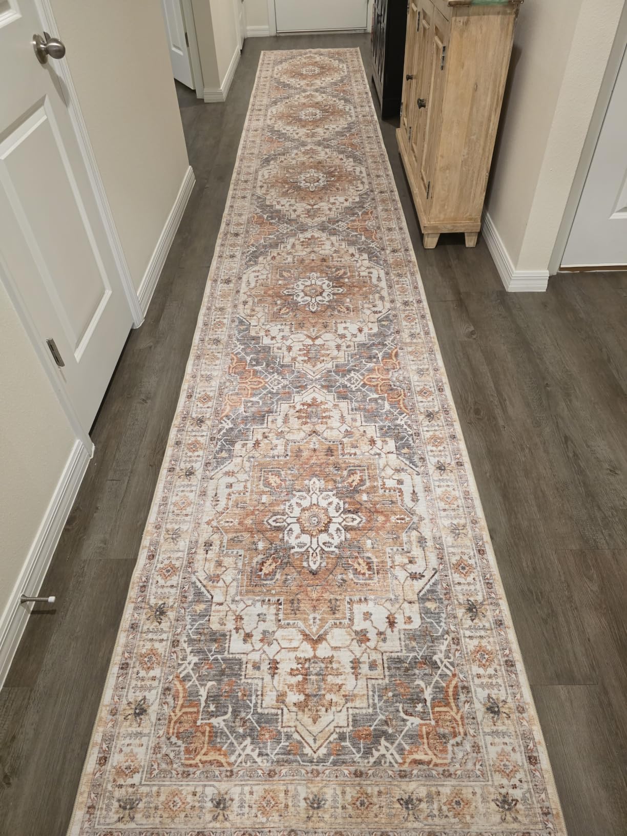 Runner Rug 2x8 Runners for Hallways Vintage Washable Rugs, Orange | Hallway Runner Rugs for Living Room Non Slip, Low Pile Soft Hallway Rug for Kitchen Bedroom Laundry Room Rug customer photo 2