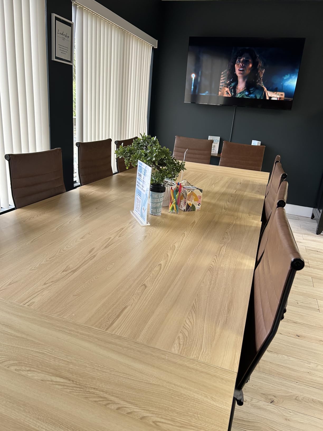 Bonzy Home Conference Tables 12ft Office Computer Desk for Meeting Room Study Writing Printer Table Save Space Design for 14 People 6PCS 141.6