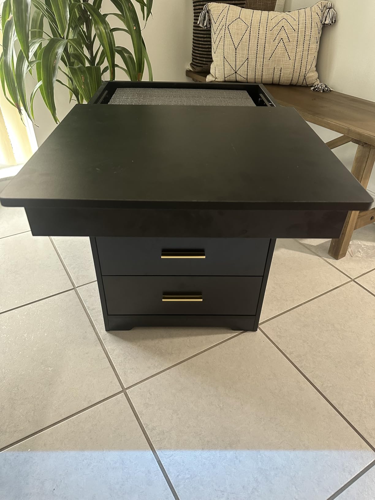 Night Stand with Gun Drawer, Charging Bedside Table with USB & Type-C Port, LED Nightstand with Human Sensor Light, Modern End Table with Drawers for Bedroom Office, Black customer photo 1