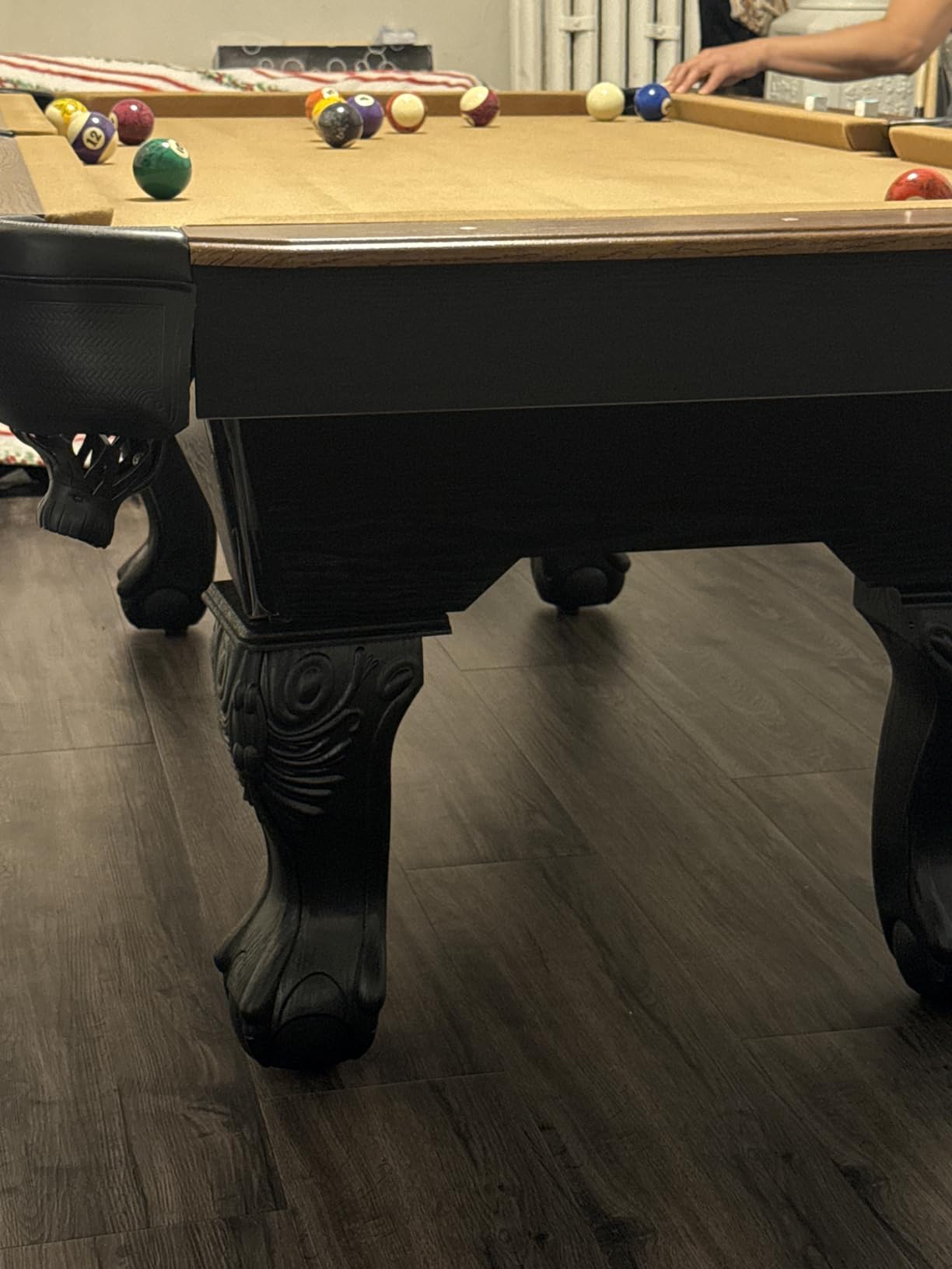 EastPoint Masterton Billiard Table, Pool Table, for Adults, Engineered Wood | Parlor-Style Drop Pockets, K66 Rubber Bumpers, Scratch-Resistant Rail, Built-In Leg Leveling, Pool Cues, Man Cave Furniture customer photo 1