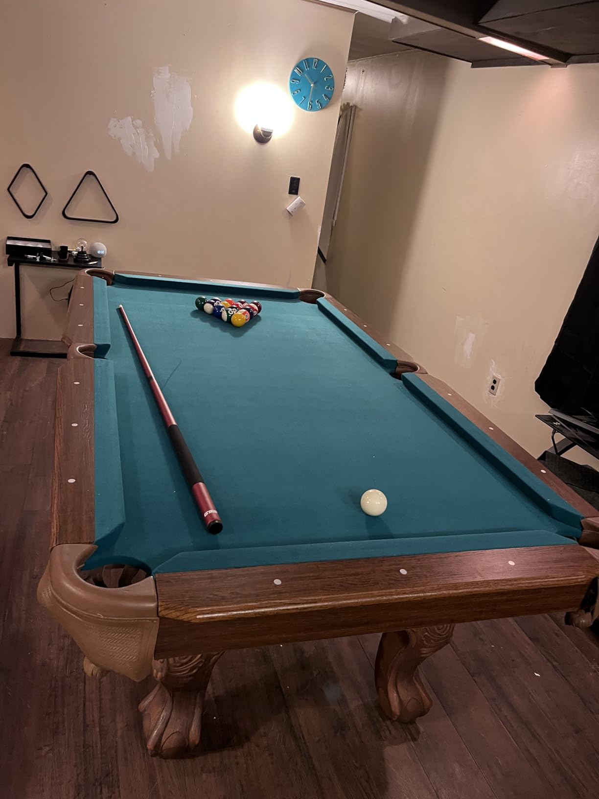 EastPoint Masterton Billiard Table, Pool Table, for Adults, Engineered Wood | Parlor-Style Drop Pockets, K66 Rubber Bumpers, Scratch-Resistant Rail, Built-In Leg Leveling, Pool Cues, Man Cave Furniture customer photo 2