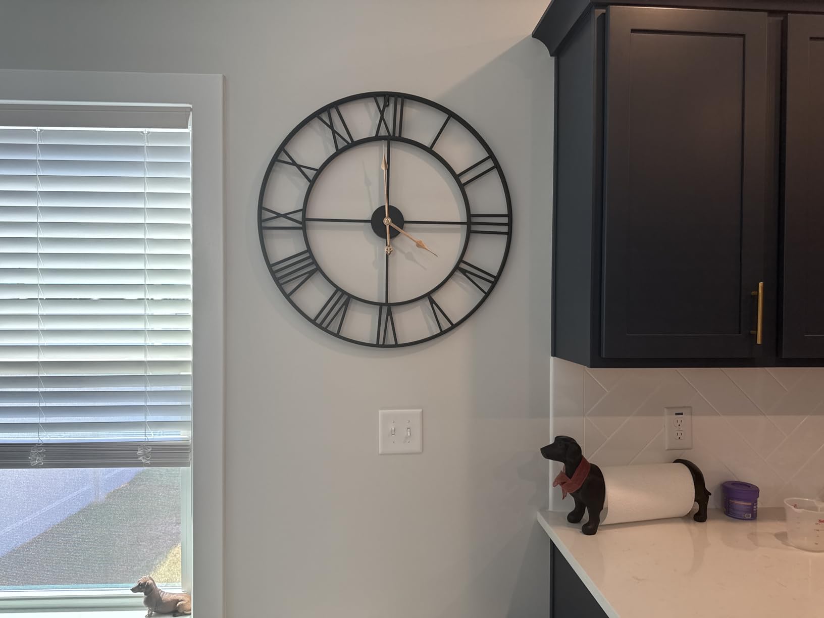 Pytha Sight 30 Inch Black Large Roman Numeral Wall Clocks for Living Room | 30 Inch Extra Giant Oversized Modern Decorative Metal Industrial Wall Clock customer photo 1
