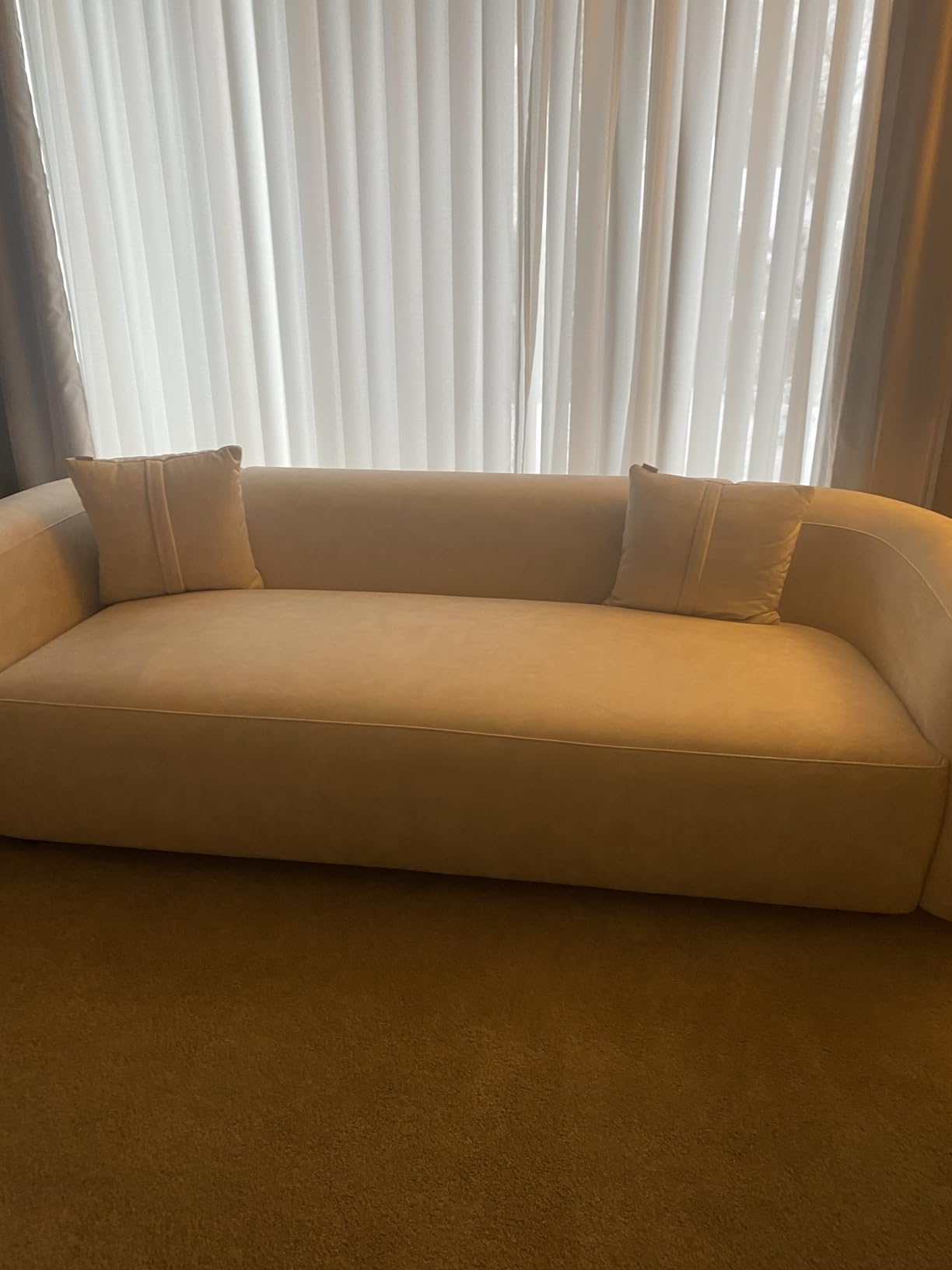 Acanva Mellow Modern Tight Curved Back Velvet Sofa, 3 Seater, Tangerine customer photo 2