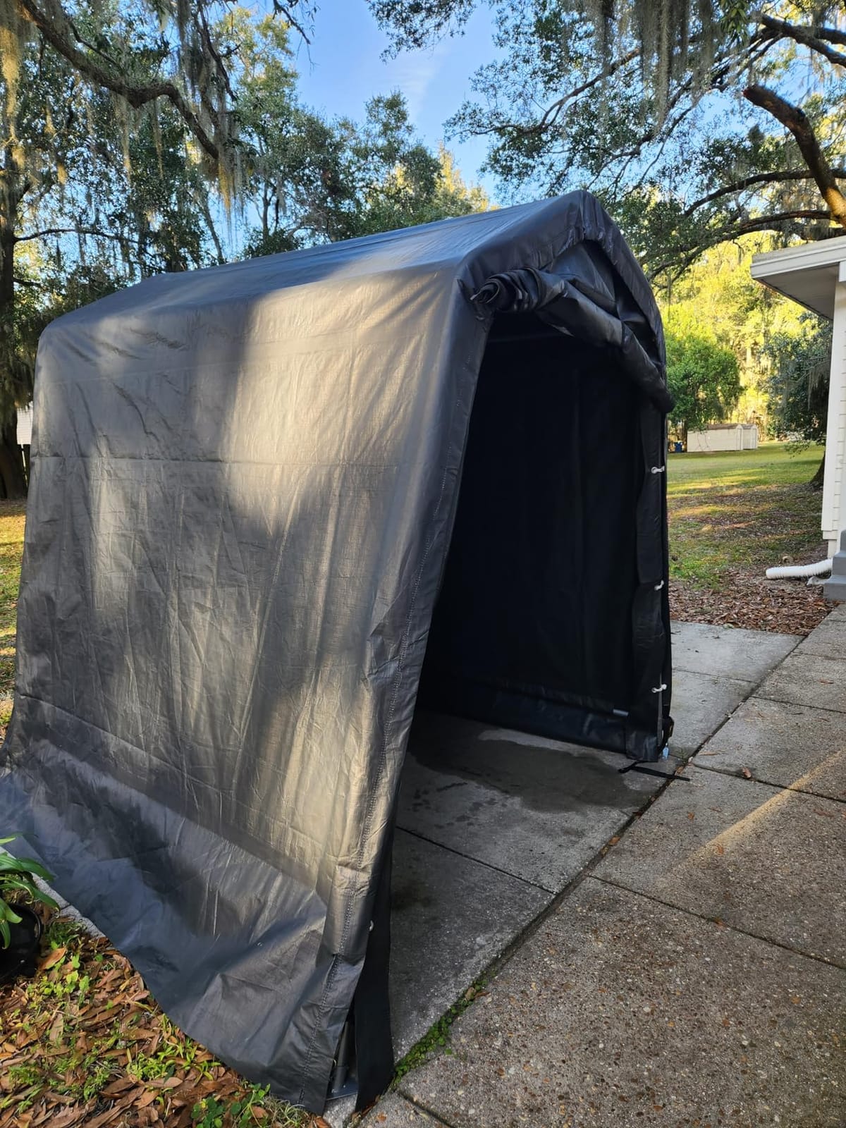 GARTOO 8' x 8' Outdoor Storage Shelter Shed, Gray | Heavy Duty Storage Tent with Roll-up Ventilated Windows, Portable Garage Zipper Storage shed for Bike, ATV, Motorcycle customer photo 2