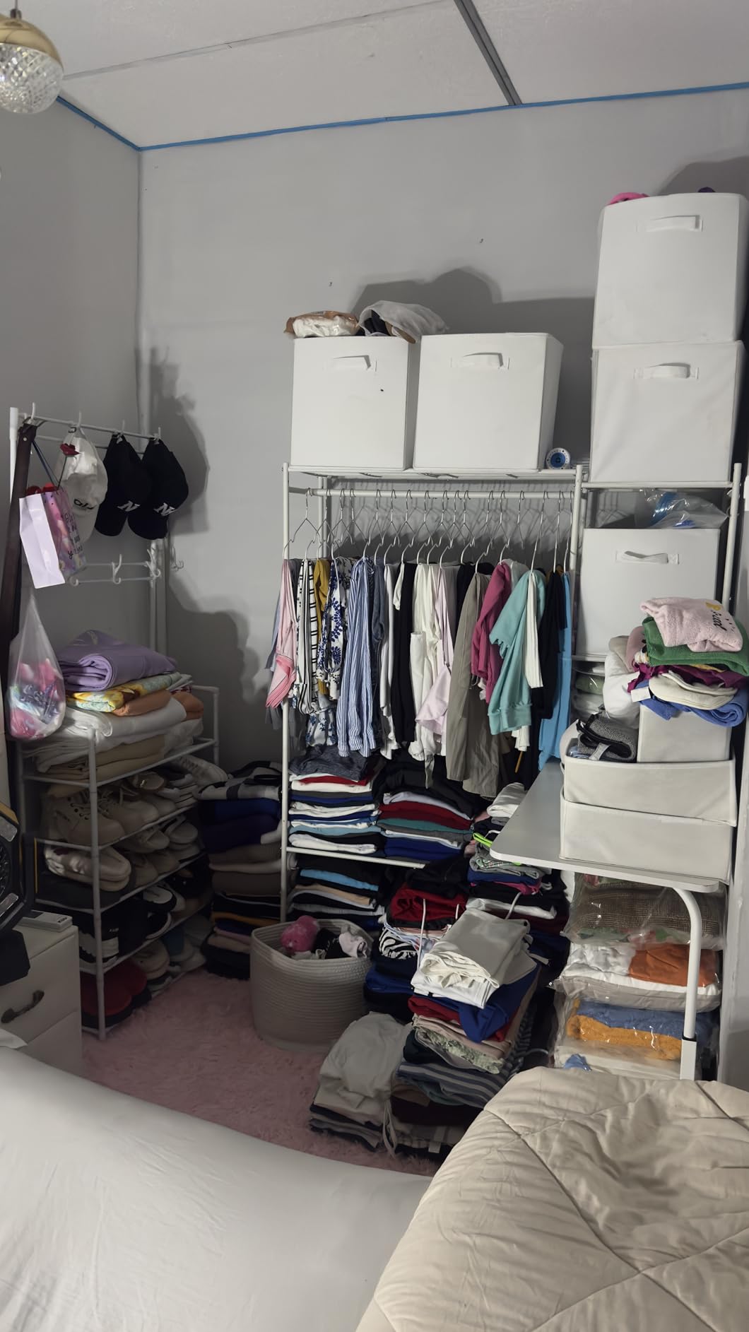 HOMIDEC Wardrobe Closet, Portable Clothes Rack with 4 Tiers Shelves | Freestanding Closet Organizers and Storage System with Hanging Rod, Steel Clothing Rack Suitable for Cloakrooms, Bedrooms. Black customer photo 2