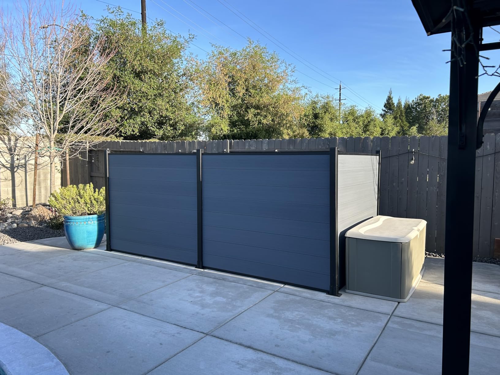 Mondaria Privacy Fence Panels for Outside, 6ft(W) x 6ft(H) Outdoor Privacy Panels with 1 Post, Wind Resistant Wood Plastic Composite Fencing Panels for Patio, Backyard, Garden and Swimming Pool (Brown) customer photo 2