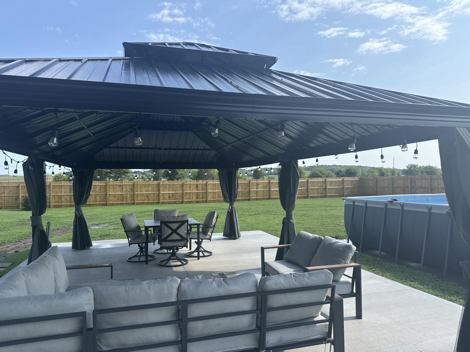 Aoxun 12' X 16' Hardtop Gazebo with Drainage, Aluminum Outdoor Gazebos | Patio Pergola with 4.7