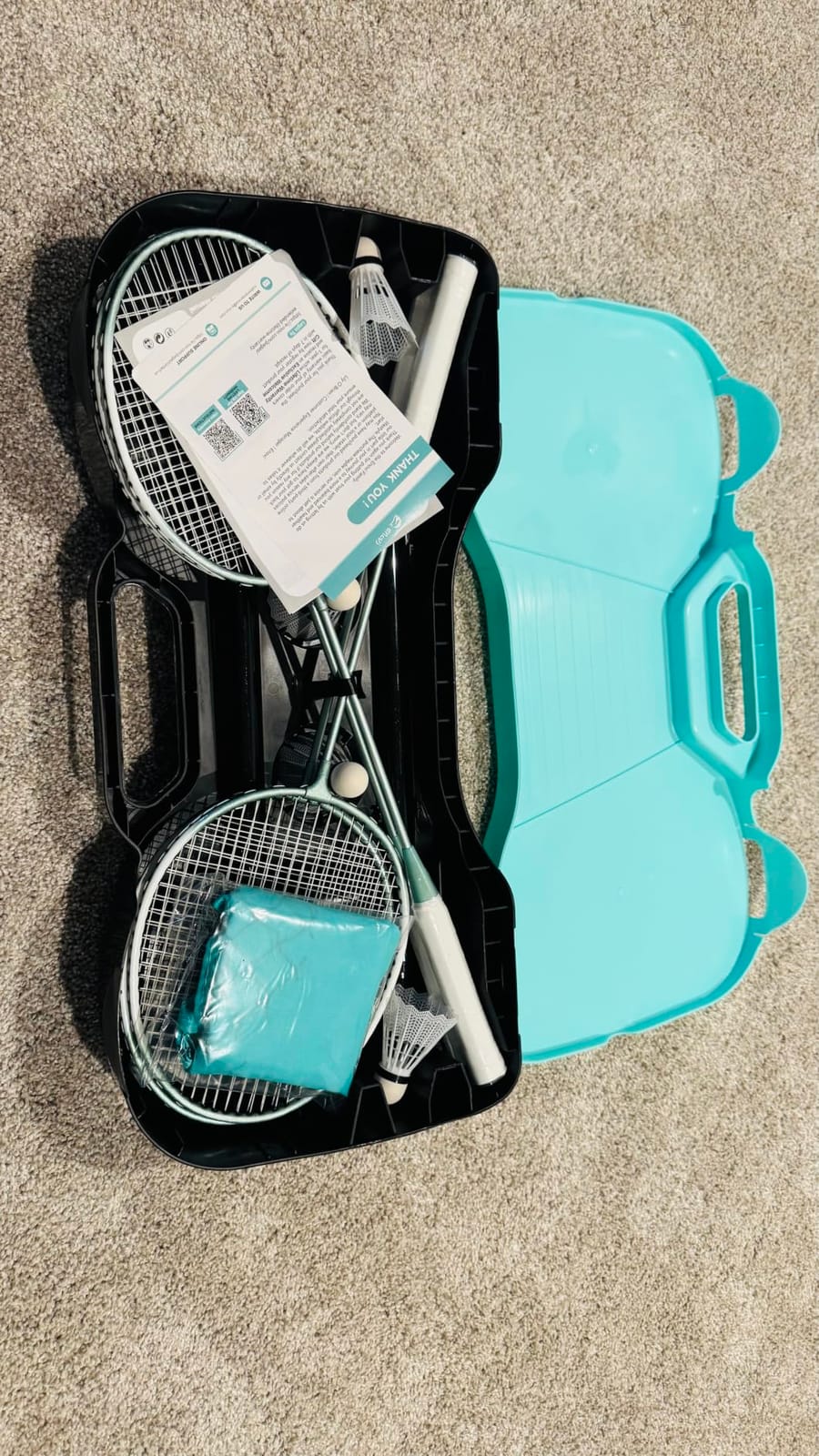EasyGo Badminton Set with Net, 4 Rackets, 4 Shuttlecocks, Portable Storage Box, for Backyards, Outdoor Games, Yard Games customer photo 2
