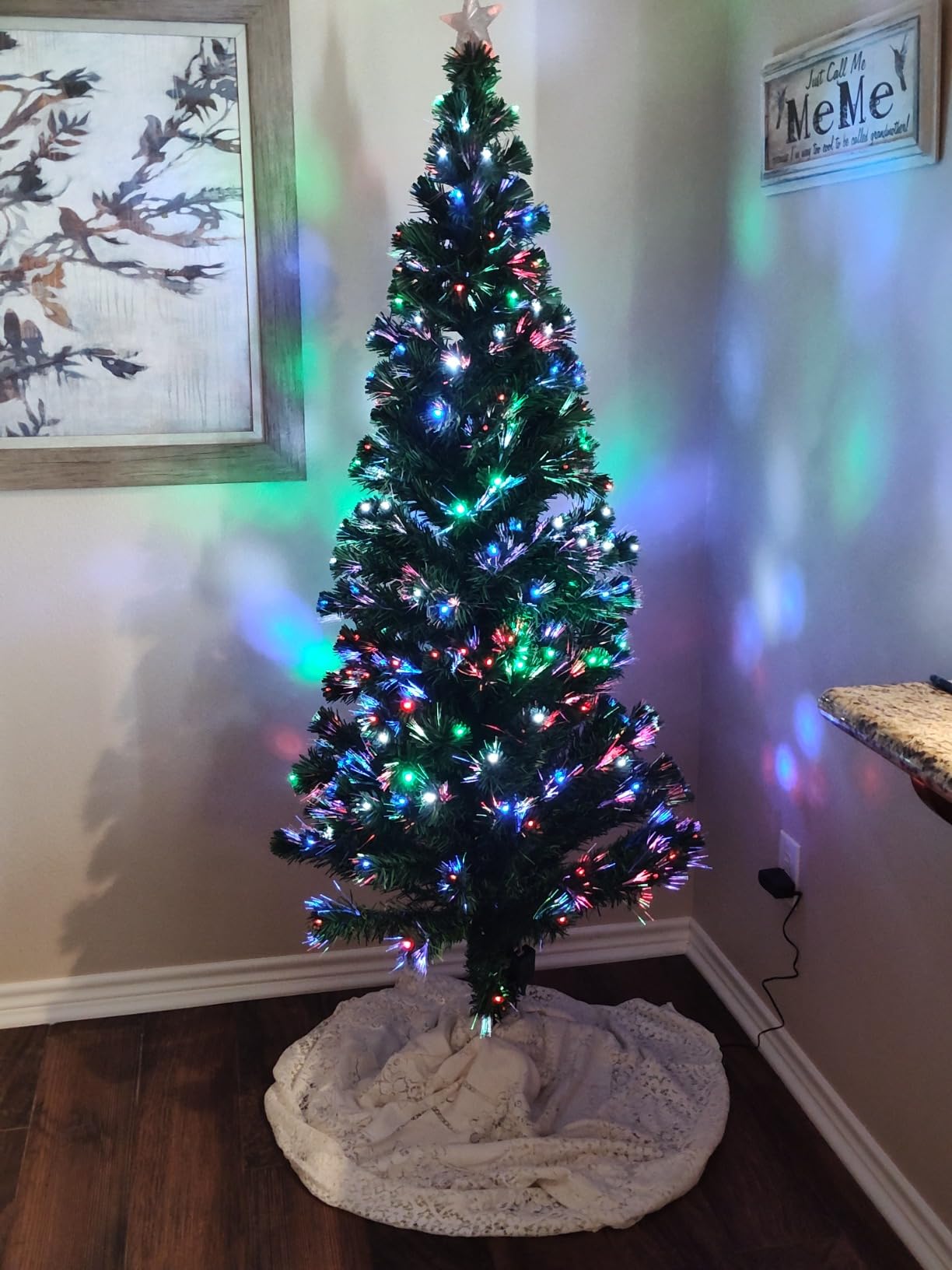 Best Choice Products 6ft Pre-Lit Fiber Optic Artificial Pine Christmas Tree, Holiday Décor Centerpiece w/ 230 Multicolored LED Lights, 8 Sequences, Foldable Stand customer photo 2