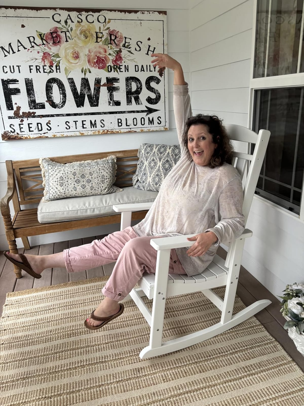 FOOWIN Outdoor Rocking Chair Set of 2, Oversized Rocking Chair Outdoor | HDPE All Weather Resistant High Back Patio Rocker for Porch, Patio, Garden,350 lbs Capacity, White customer photo 1