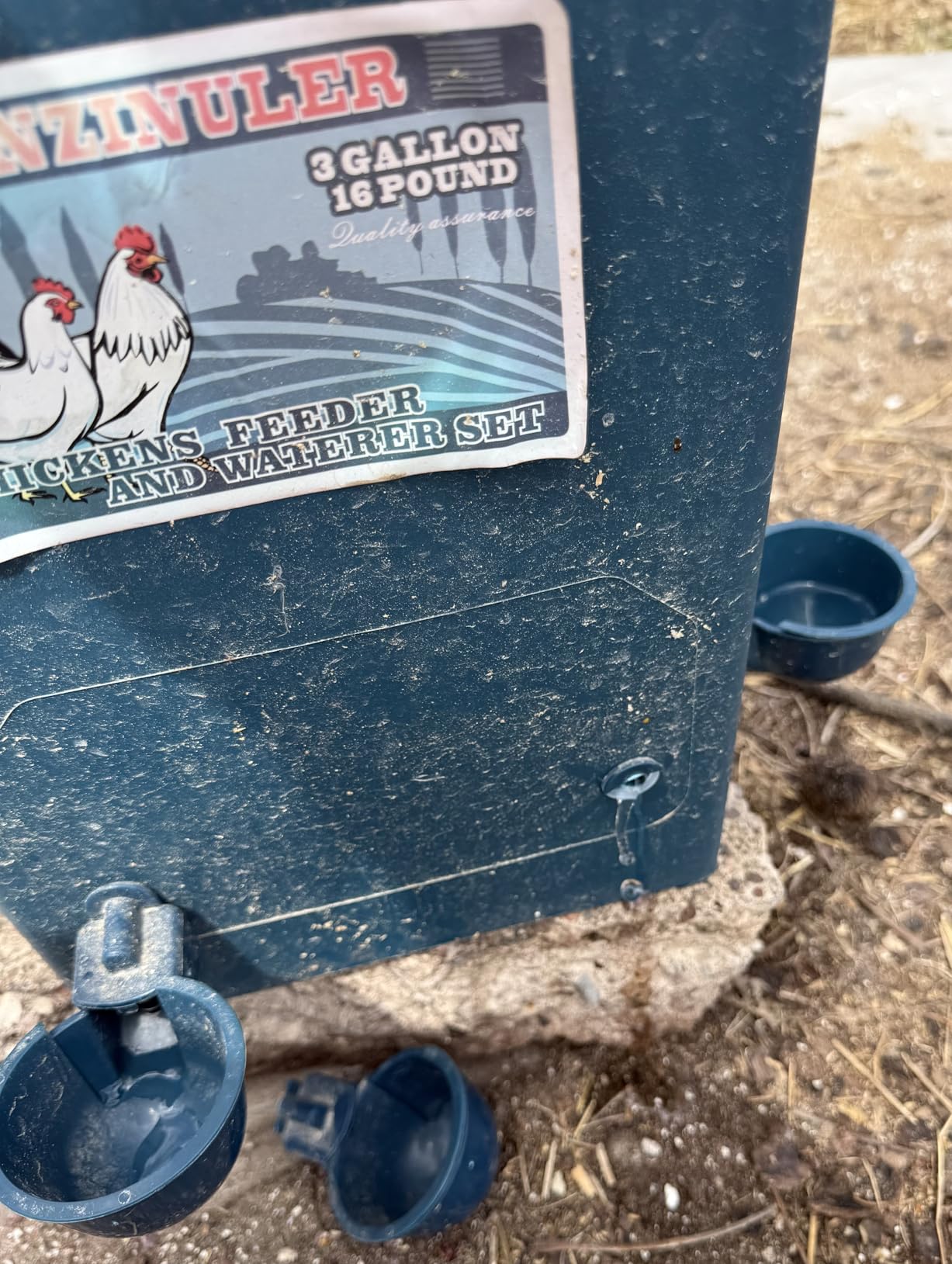 Automatic Port Chicken Feeder and Cup Waterer Set | Chicken Coop Accessories, No Waste Poultry Feeder, 3 Gallon/16 Pounds customer photo 1