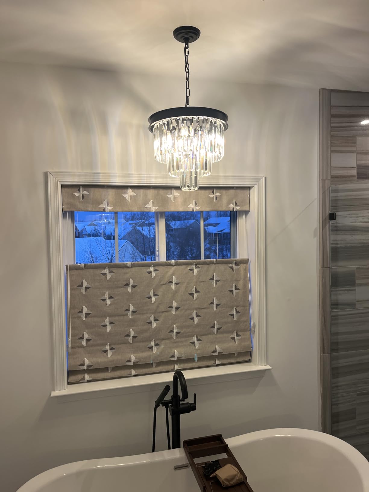 A AXILIXI Large Crystal Chandelier Modern Black 30