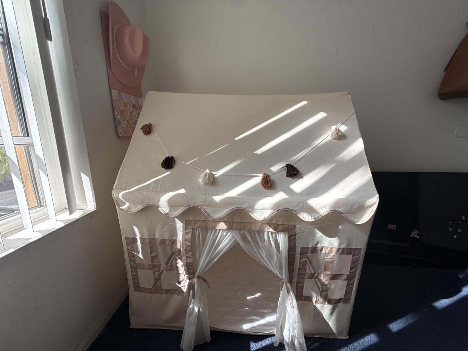 Kids Play Tent Indoor: with Mat, Tassel Garland - Girl Tent Indoor Playhouse for Kids Toys for Boy Girl Birthday Gift customer photo 2