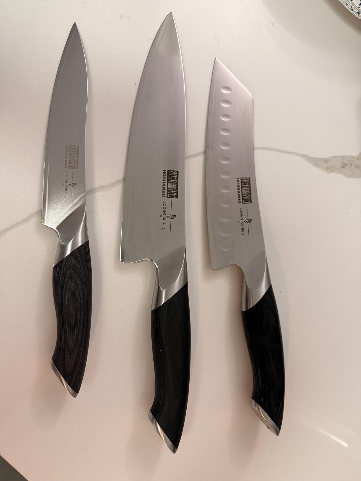 HOSHANHO 3 Pieces Knife Set, Professional Japanese High Carbon Stainless Steel Kitchen Knife Set, Ultra Sharp Chef Knives Sets with Ergonomic Pakkawood Handle customer photo 1