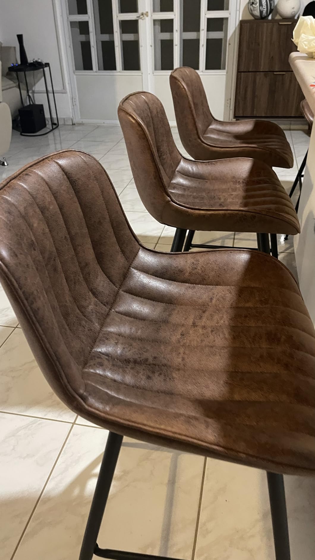 Grey Bar Stools Set of 2, Velvet Barstools 24-Inch Seat Height | Counter Height Bar stool with Black Legs, Comfy Upholstered Seat & Back, Armless Counter Stools for Kitchen Island, Bar, Pub customer photo 1