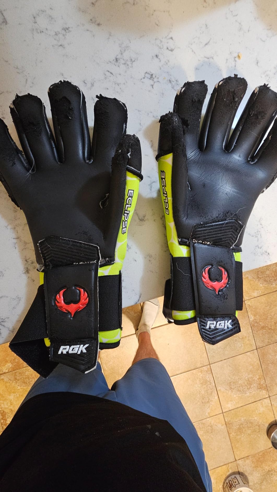 Renegade GK Eclipse Professional Soccer Goalie Gloves - Adult & Youth (Sizes 6-12, Level 5) 4+3MM EXT Contact Grip + Fingersaves | Max Grip & Comfort | Goalkeeper Gloves for Elite Play customer photo 1