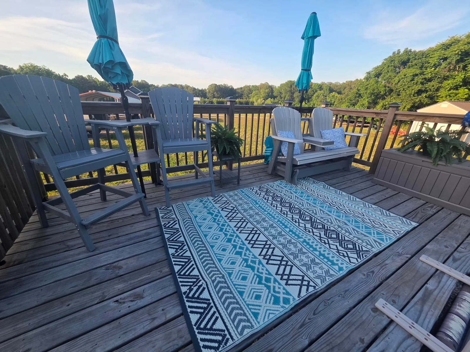 MontVoo Outdoor Rug Carpet Waterproof-Patio Rug Mat 5x8 Reversible RV Outdoor Camping Rugs Picnic Beach Mats Plastic Straw Outside Rugs for Balcony Porch Pool Deck Boho Patio Decor customer photo 2