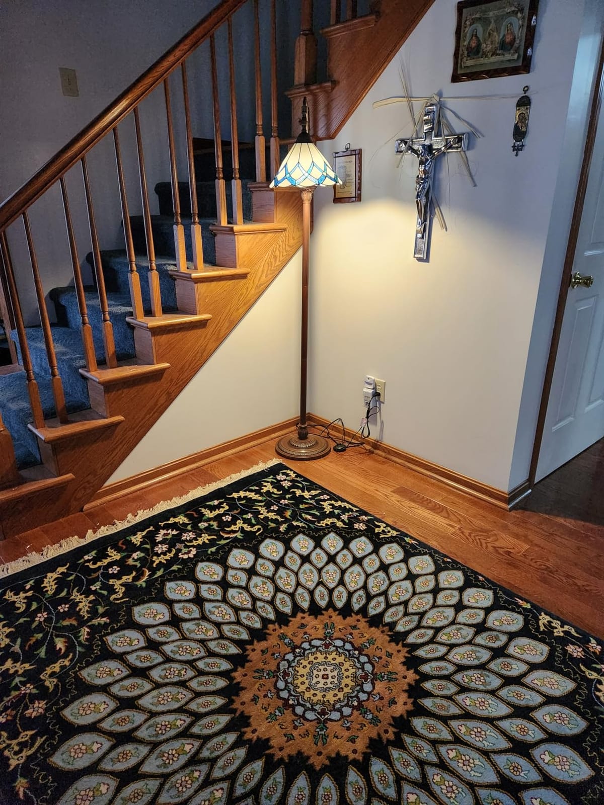 Tiffany Lamp Romantic Cream Blue Stained Glass Reading Floor Lamp Soft Light, Arched Adjustable Angle, Tiffany Style Reading, For Living Room Bedroom Home Office customer photo 1