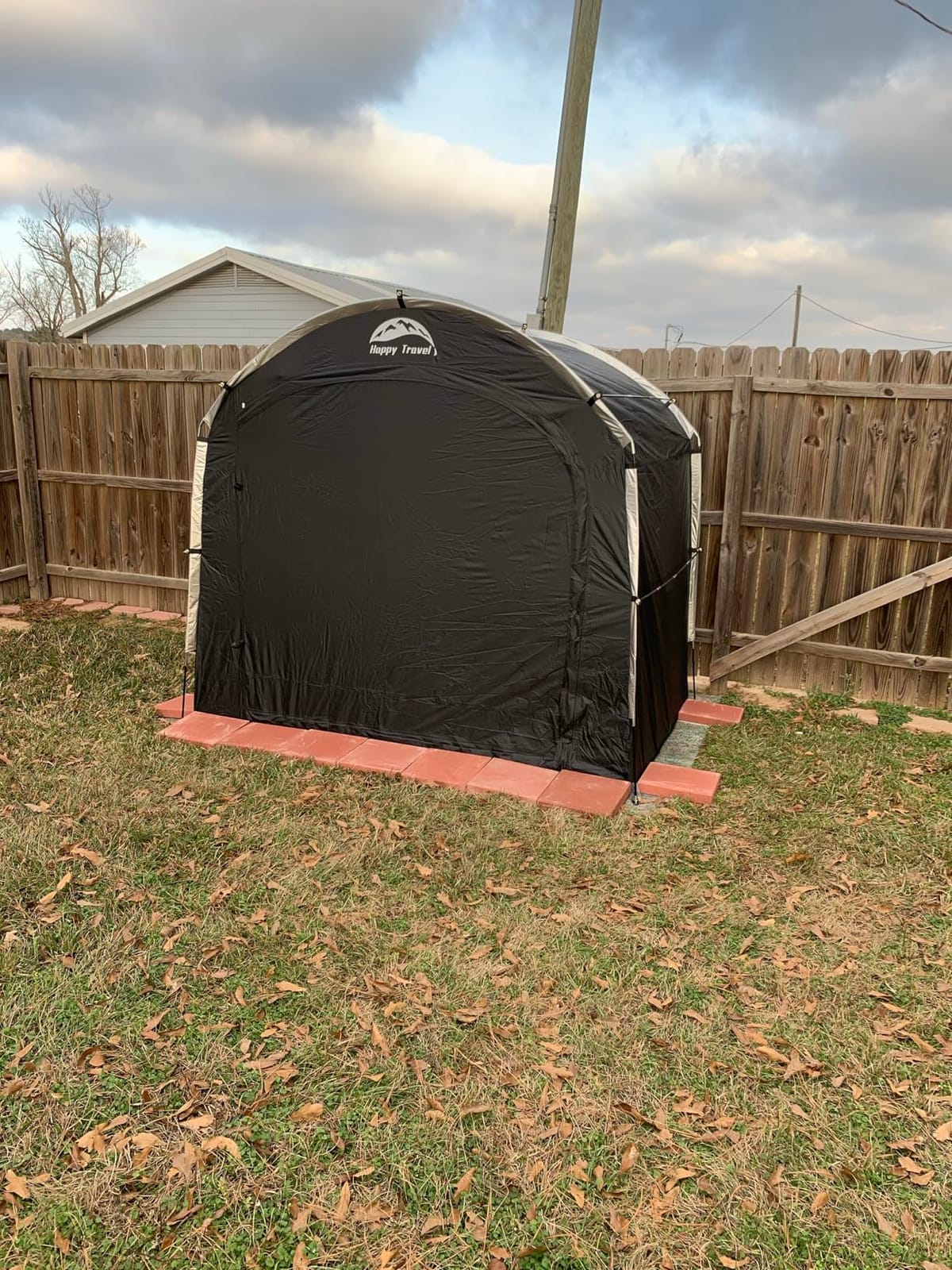 Happy Travel Bike Storage Shed Tent, Outdoor Portable Bicycle Storage Sheds | 210D Oxford Fabric PU4000 Waterproof for 2/3/4/6/8 Bikes,Bike Covers Shelter for Motorcycle,Garden Tools,Toys,Lawn Mower customer photo 1