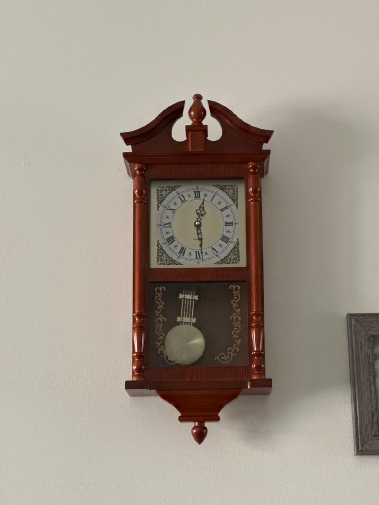 AYRELY 25IN Grandfather Vintage Wall Clock with Pendulum and Chime, Hour/Quarter-Hour Chime, Rubberwood Frame, Large Vintage Wall Clock for Living Room,Home Decor Gift customer photo 1