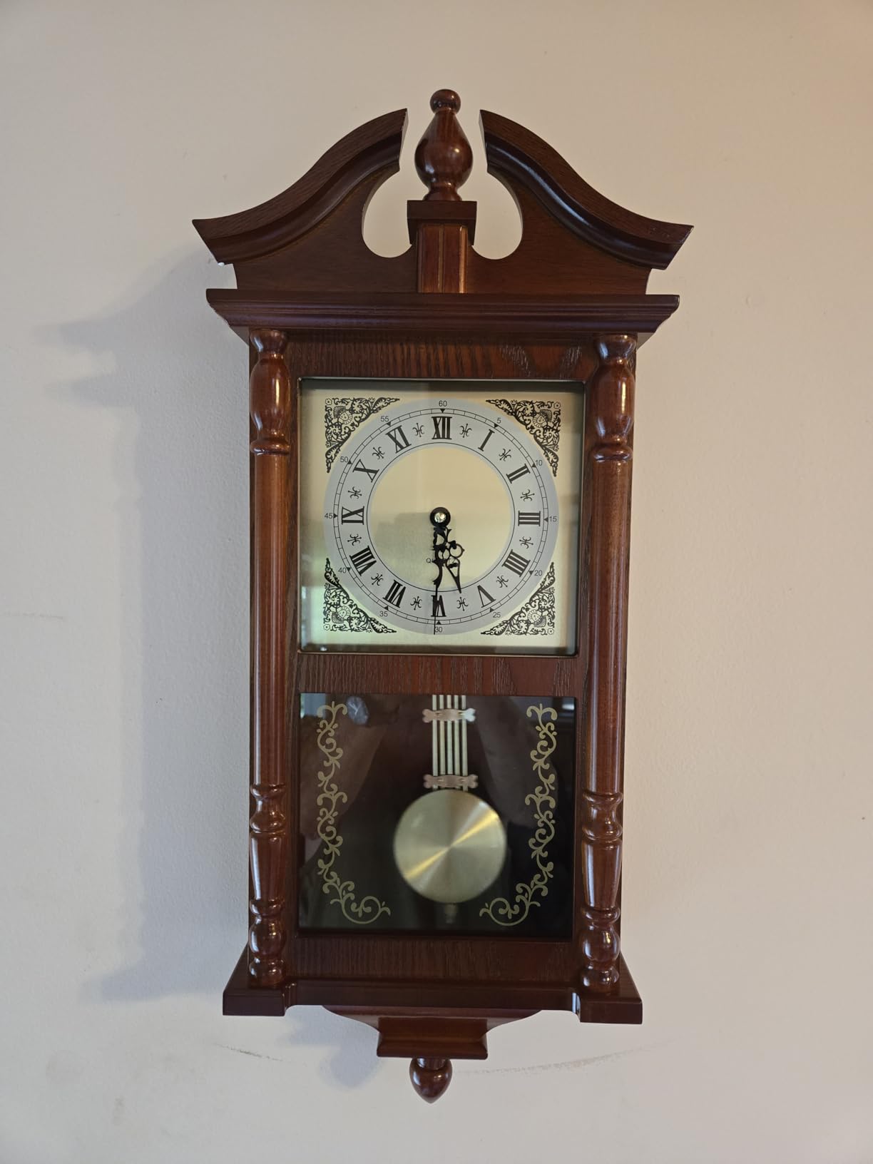 AYRELY 25IN Grandfather Vintage Wall Clock with Pendulum and Chime, Hour/Quarter-Hour Chime, Rubberwood Frame, Large Vintage Wall Clock for Living Room,Home Decor Gift customer photo 2