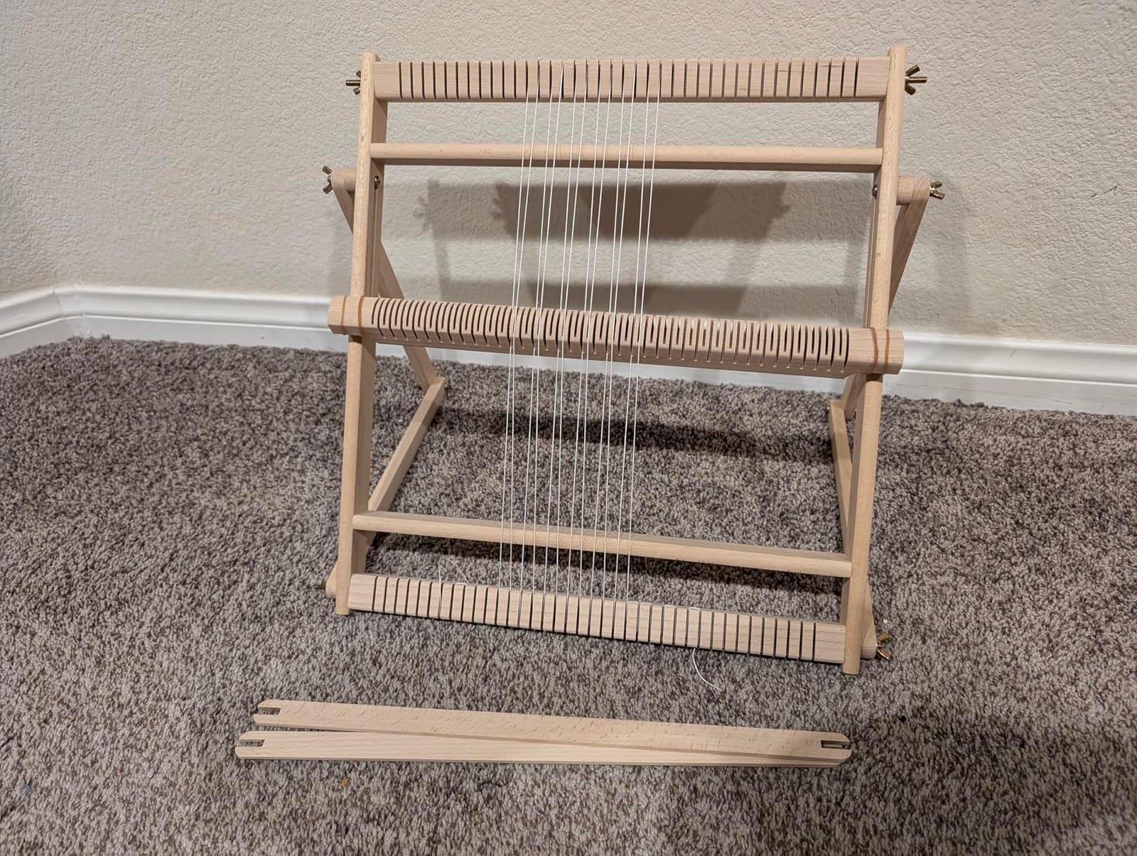 Olikraft Wooden Weaving Loom, Adjustable Stand (Large, Natural Beech) | 18.5 x 14 inch warping area, easy setup with guide and video tutorial, for adults, beginners and pros customer photo 2