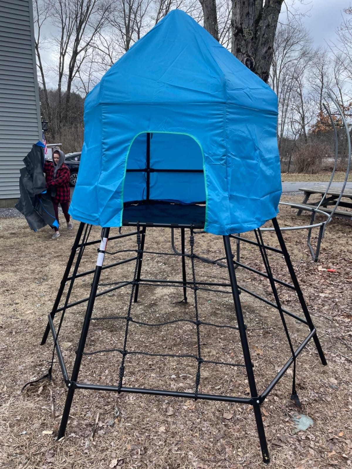 Hapfan 7.8 FT Jungle Gym with Platform & Tent, Climbing Tower for Kids | Includes 3D Assembly Video, Treehouse-shaped Climbing Structure to Spark Kids' Imagination, Perfect for Backyard Fun customer photo 2