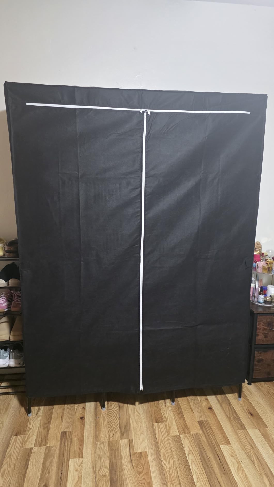 LOKEME Wardrobe Closet, Steel Pipe Diameter 19mm, Portable Closet for Bedroom | Strong and Sturdy Portable Closets for Hanging Clothes with 3 Hanging rods, 6 Storage Shelves and Side Pockets customer photo 2