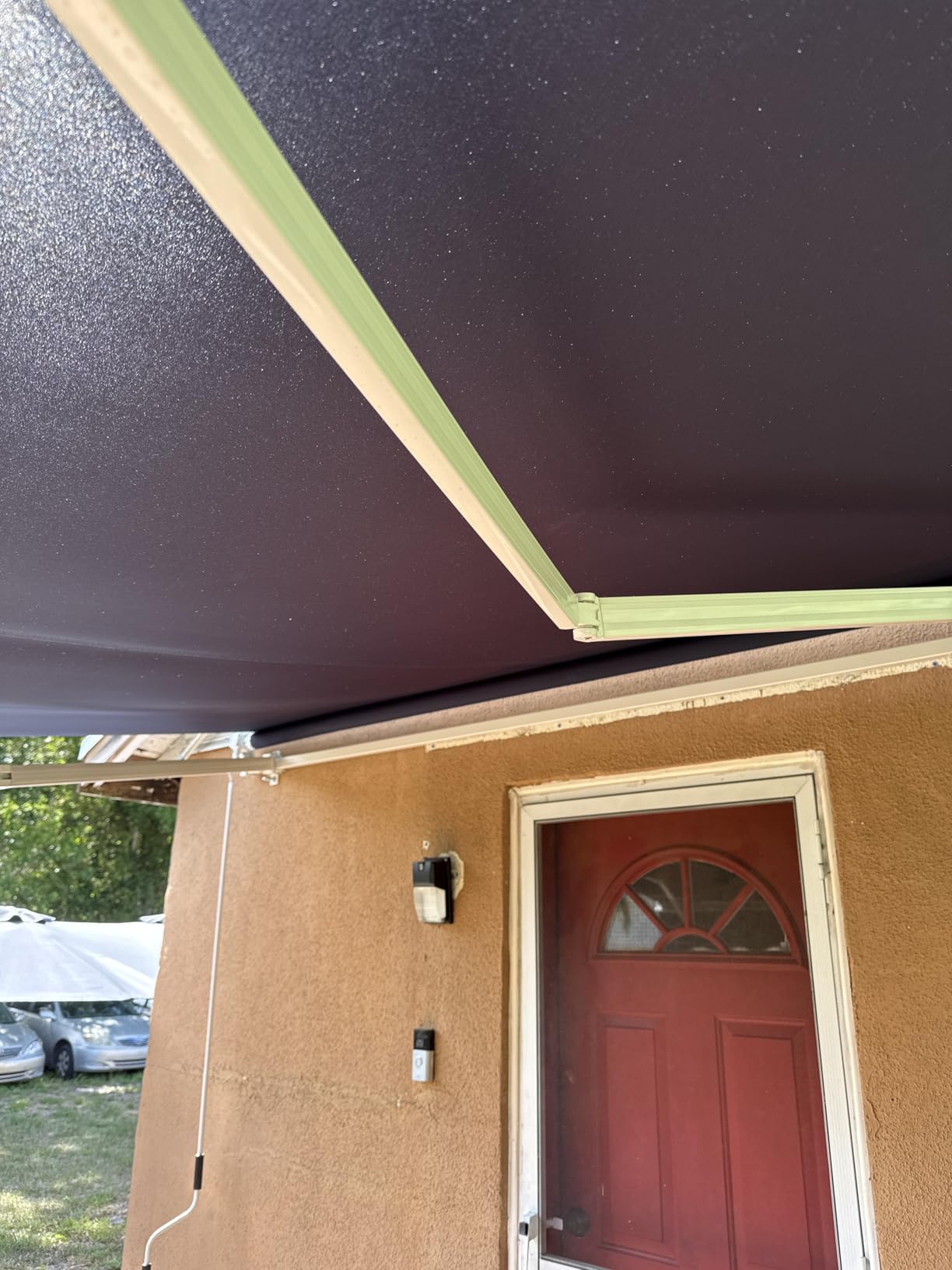 PATISOL 10'x8' Patio Manual Retractable Awning Fully Assembled, Blue | Aluminum Frame, 280G Polyester, Water-Resistant, Sunshade Shelter for Outdoor Window Door Awning Deck Canopy Balcony customer photo 2