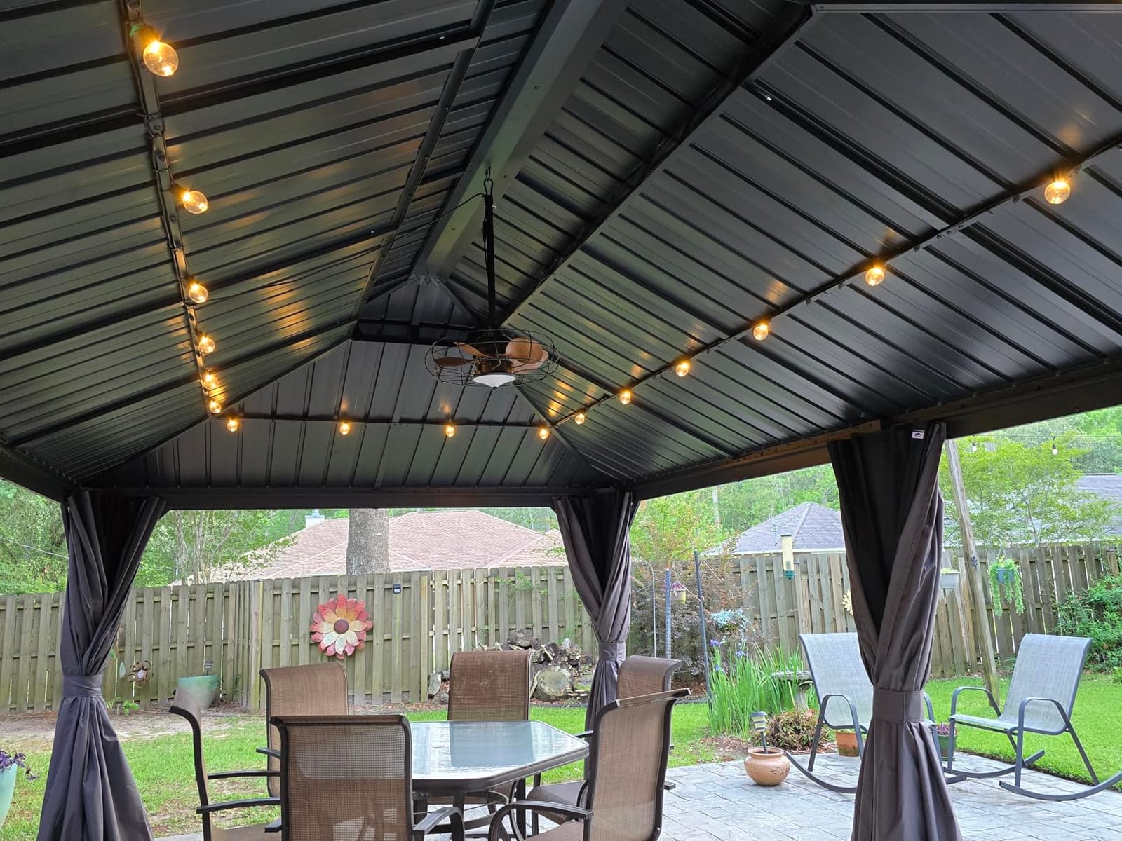 PURPLE LEAF Hardtop Gazebo 12' X 16' Aluminum with Light, Gray customer photo 1