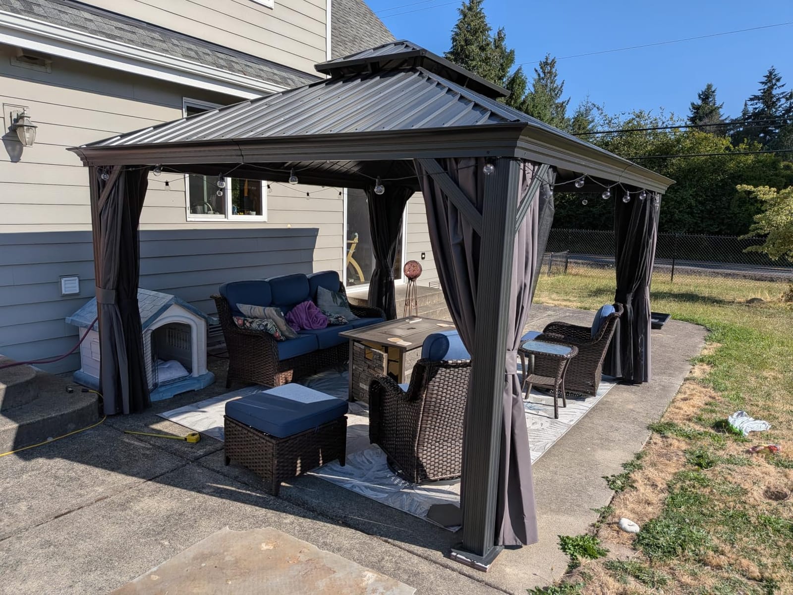 PURPLE LEAF Hardtop Gazebo 12' X 16' Aluminum with Light, Gray customer photo 2