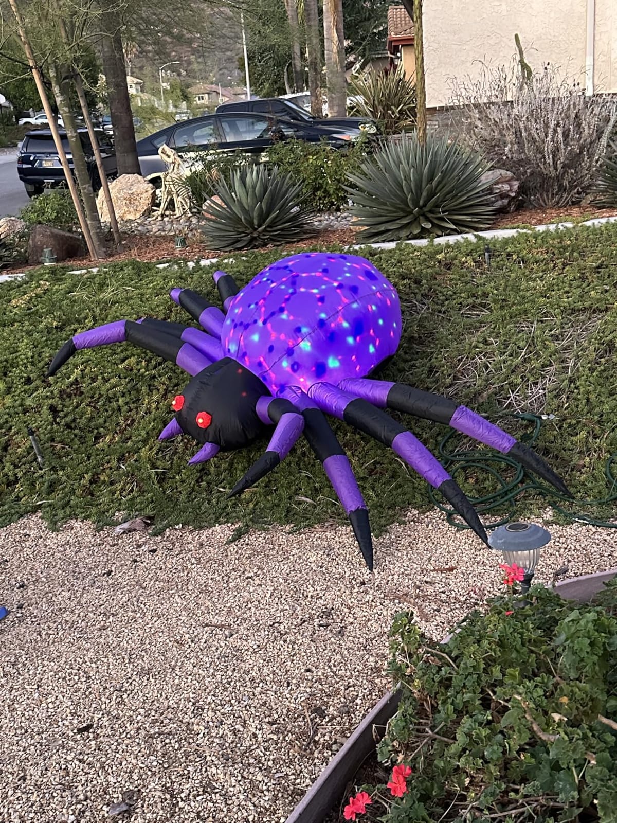 COMIN 9FT Halloween Inflatables Decorations Green Spider Yard LEDs Decor | Built-in LEDs and green scary spider design for Halloween lawn, garden, porch and party displays. customer photo 1
