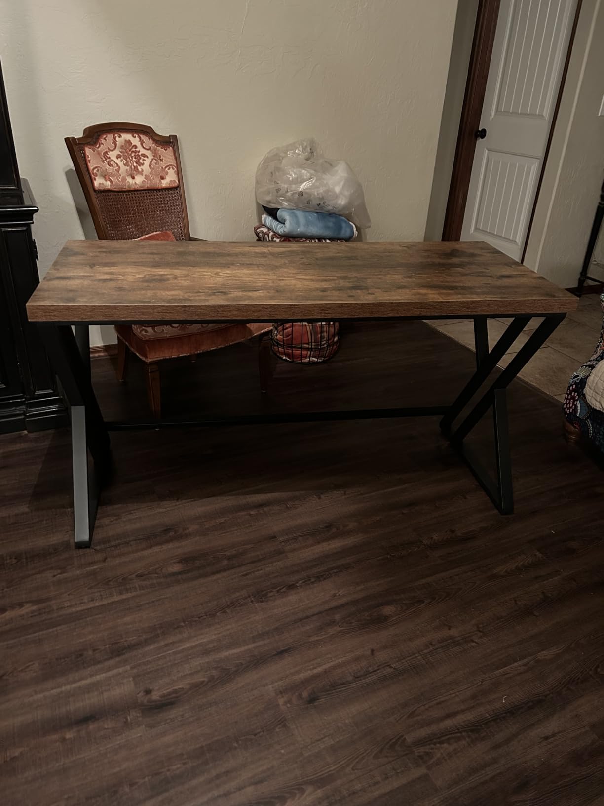 LVB Grey Modern Computer Office Desk Metal & Wood Writing Desks 47 Inch | Gray Work Study Gaming Table for Home Office Bedroom Wooden Executive PC Desk Student Workstation customer photo 2