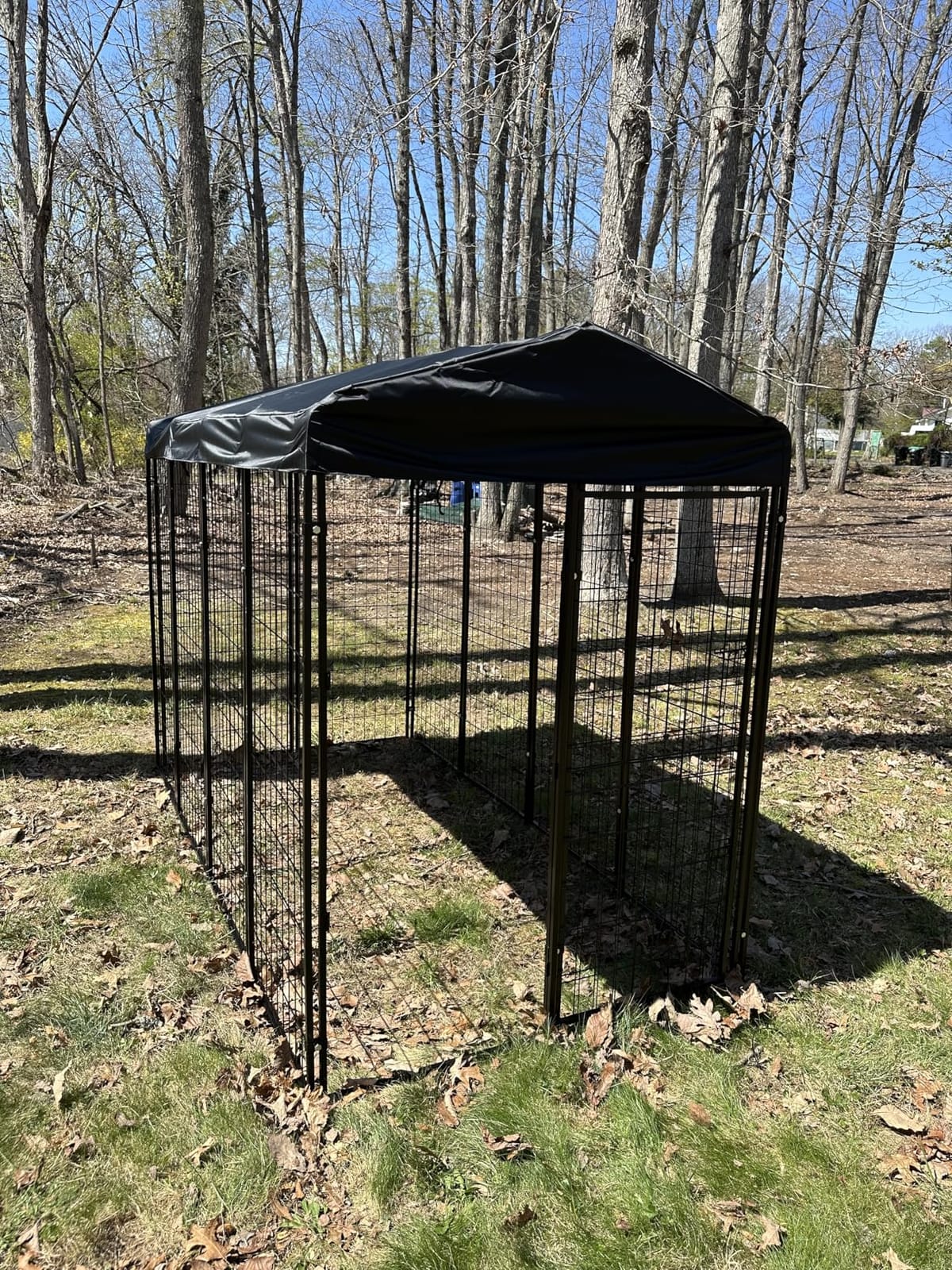 Dog Kennel Outside with Roof, 8'x6'x4' Outdoor Dog Kennels for Large Dogs, Heavy Duty Welded Dog Crate Playpen with UV-Resistant Waterproof Cover customer photo 2