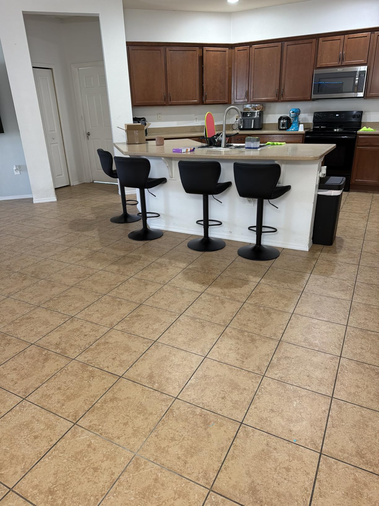 Nalupatio Modern Bar Stools Set of 2, Adjustable Faux Leather Upholstered Swivel Bar Stools, Counter Height Bar Chairs with Back for Kitchen Island, Black customer photo 1