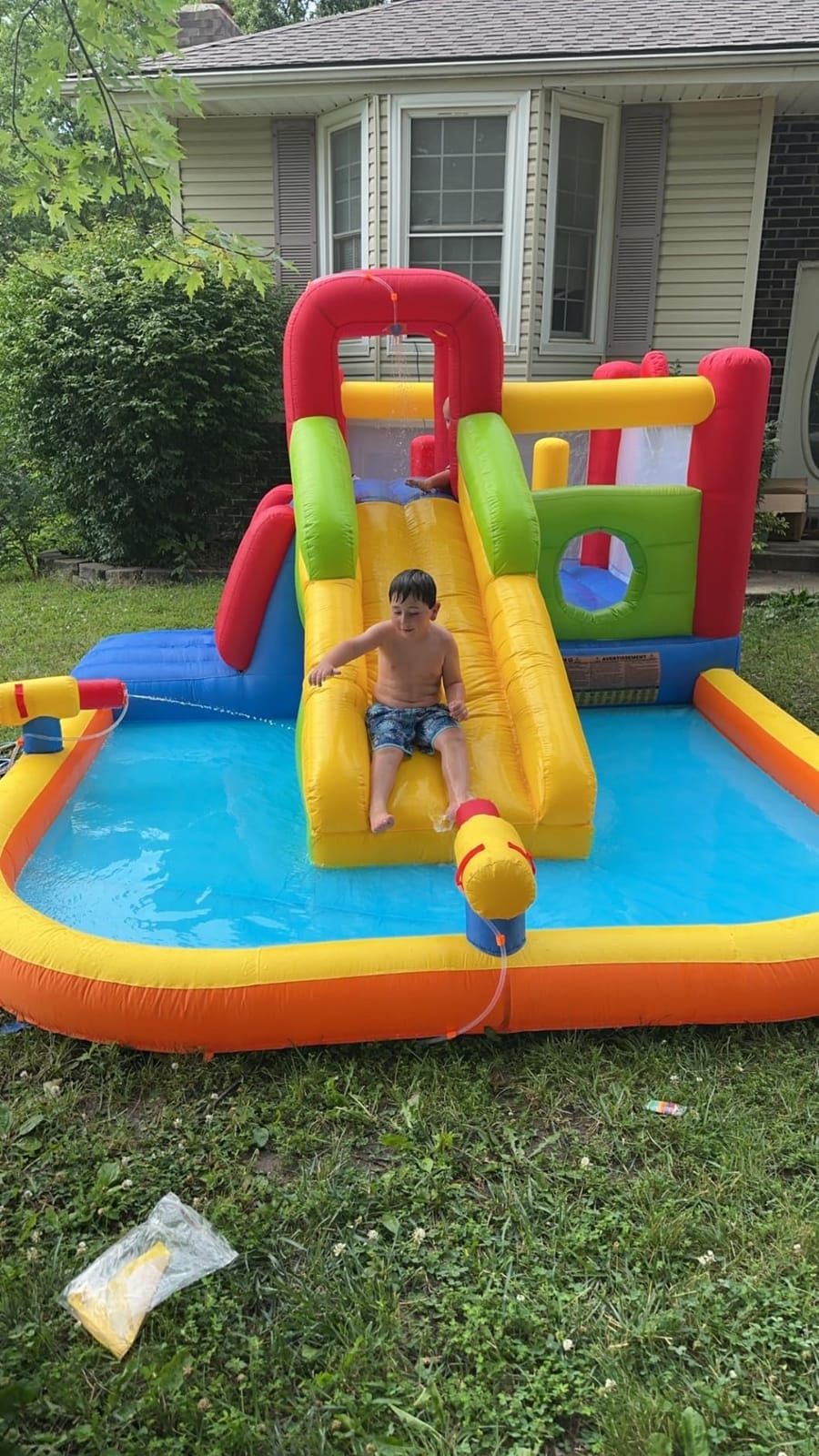 Hongcoral Inflatable Water Slide Bounce House for Kids, 12-In-1 Water Park with Splash Pool, Double Cannons, 2 Climbing Walls, Tunnel, Obstacles, Blow Up Jumping Castle With Blower customer photo 1