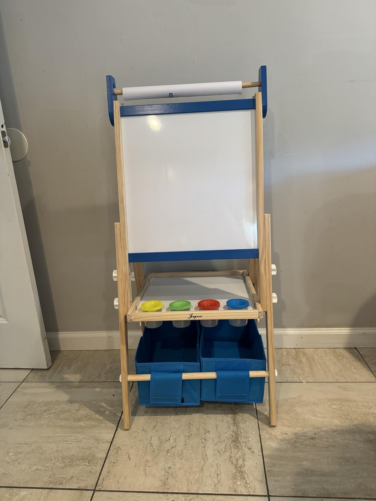 Joyooss Art Easel for Kids Easel for Toddlers,Adjustable Standing Double Sided Toddler Easels Kid Art Chalkboard with Paper Roll & Whiteboard,Easel for Kids Age 4-8 9-12 customer photo 2