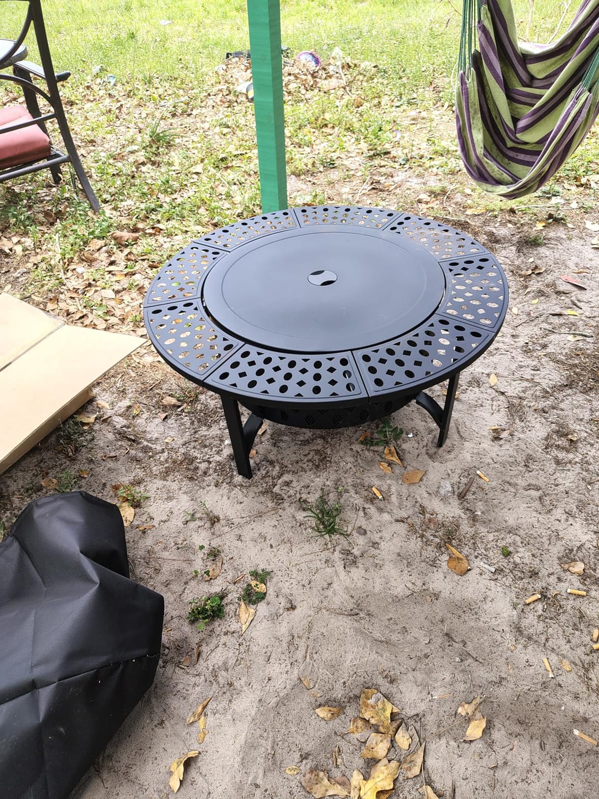 OutVue 42 Inch Fire Pit with 2 Grills, Extra Large Wood Burning Fire Pits for Outside with Lid & Poker, Heavy Duty Firepit,BBQ& Outdoor Firepit & Round Metal Table 3 in 1 for Patio, Picnic, Party customer photo 1
