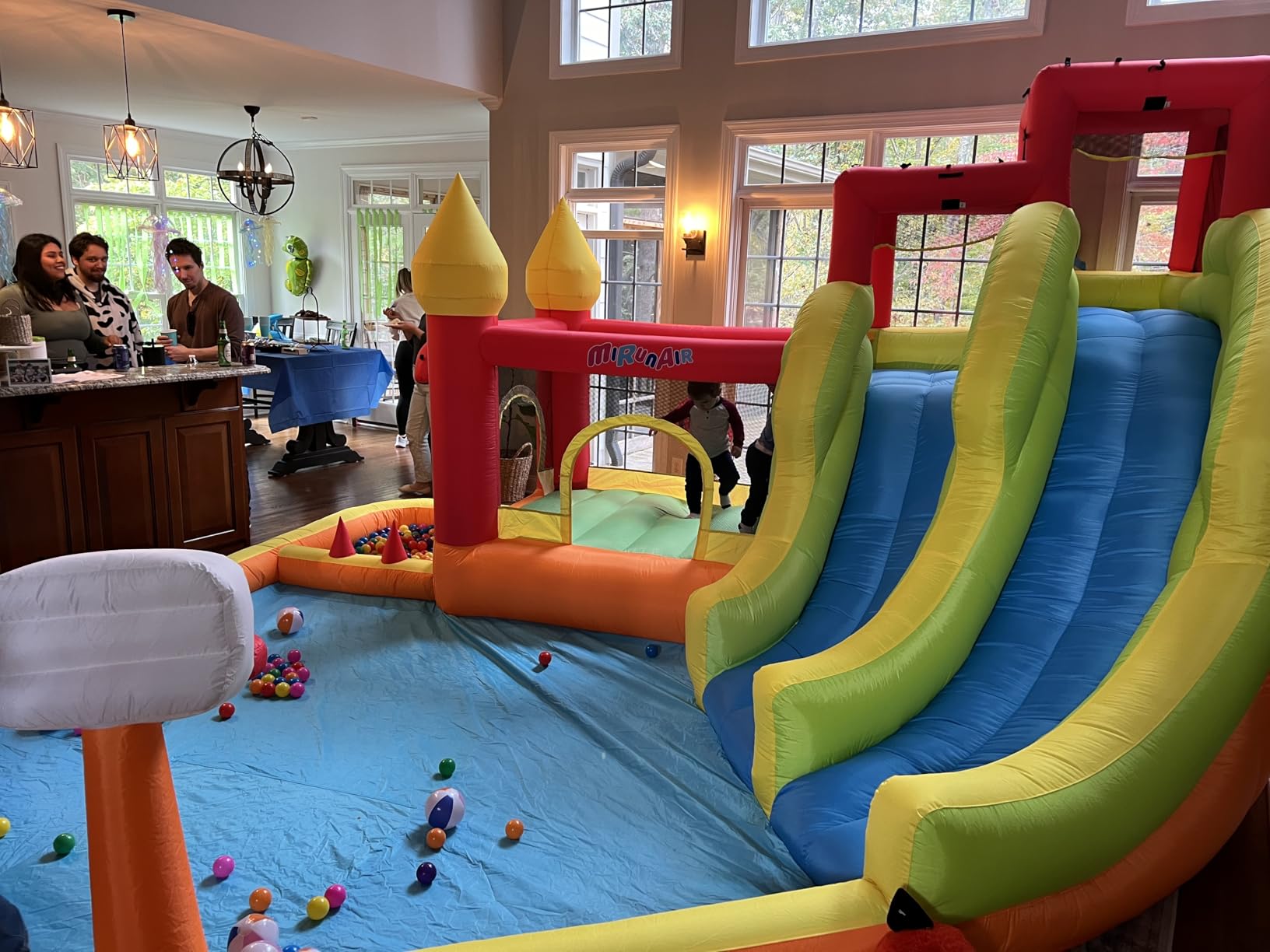 MIRUNAIR Inflatable Bounce House with Slides, Inflatable Water Slide for Kids Backyard, Bounce Water Prak with Air Blower, Splash Pool, Water Cannon, Climbing Wall, Outdoor Backyard Water Park customer photo 1