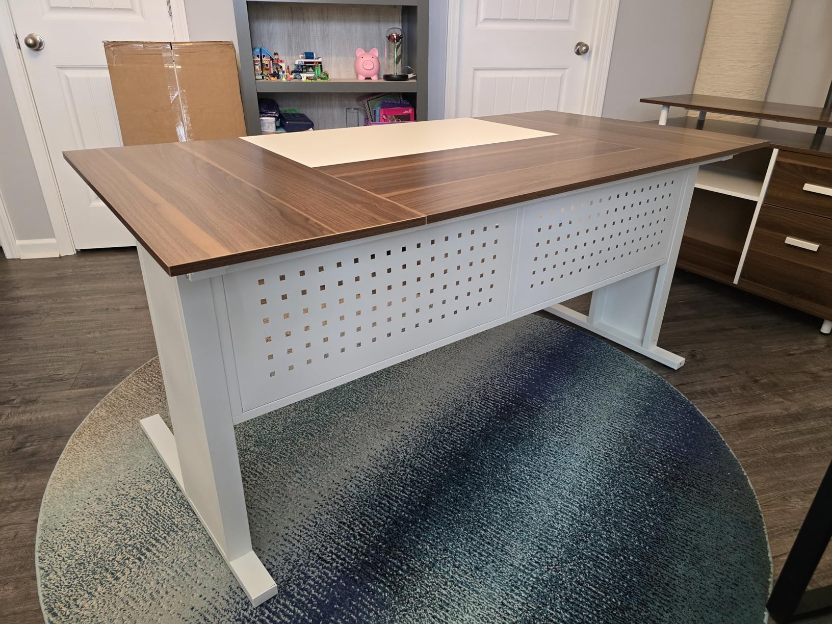 Tribesigns 63 Inch Executive Desk with Filing Cabinet, L Shaped Office Desk, Large Office Desk with File Drawer, L Shaped Desk with Storage, Computer Desk for Home Office, Easy Assembly, Brown and Black customer photo 1
