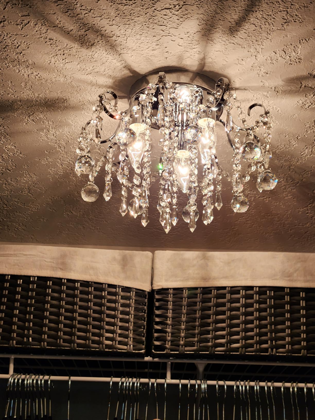 Q&S Modern Gold Crystal Chandelier Amber Crystal Pendant Light 6 Lights for Bedroom Dining Room Entryway Hallway Office Bathroom UL Listed customer photo 1